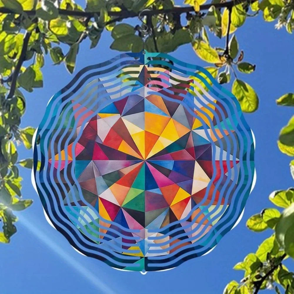 CIFBUY Metall-Windspiel, künstlerische Außendekoration, geometrisches Design, dynamisches Garten-, Terrassen- und Balkon-Hängeornament