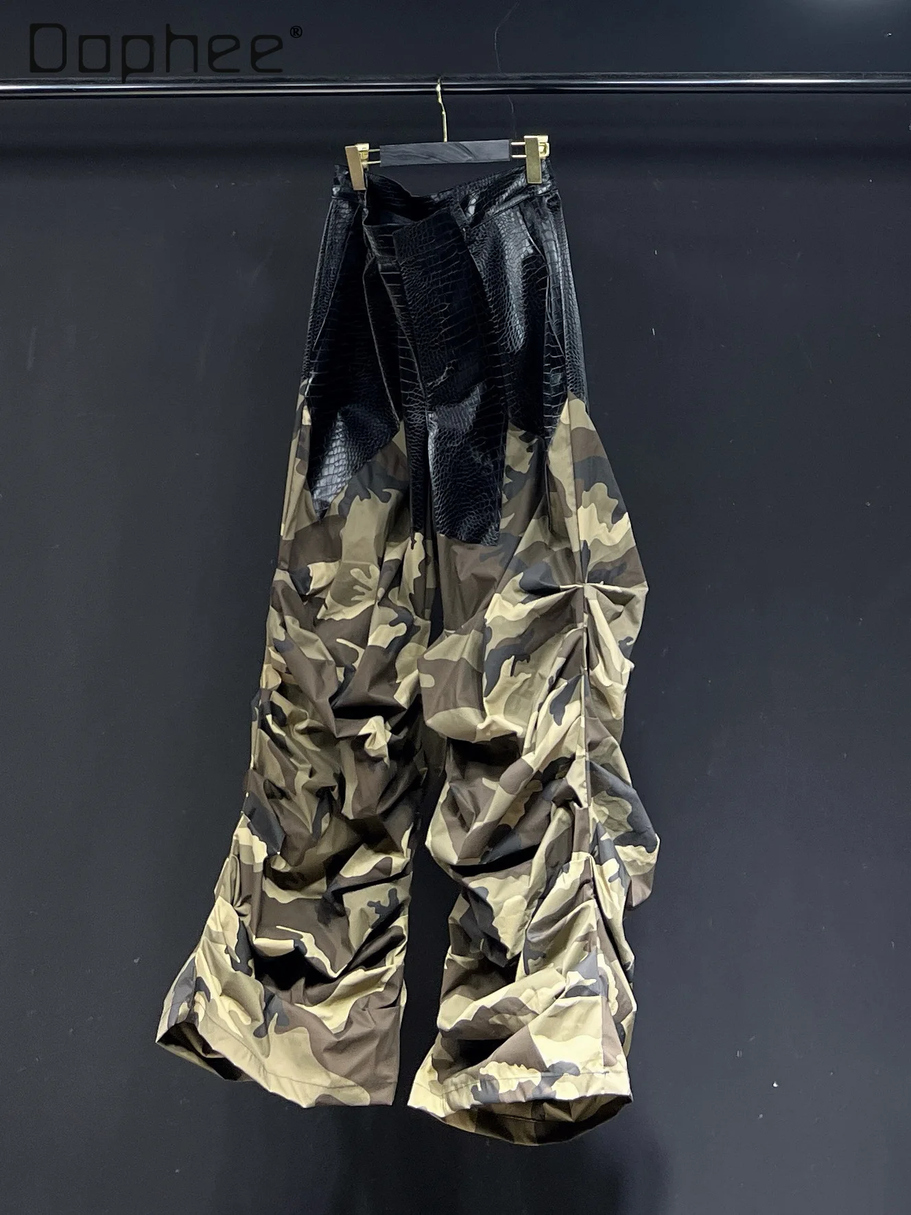 Original 2025 Autumn New Camouflage Patchwork Loose Casual Pants Men High Street Punk Style High Waist Slim Straight Pants