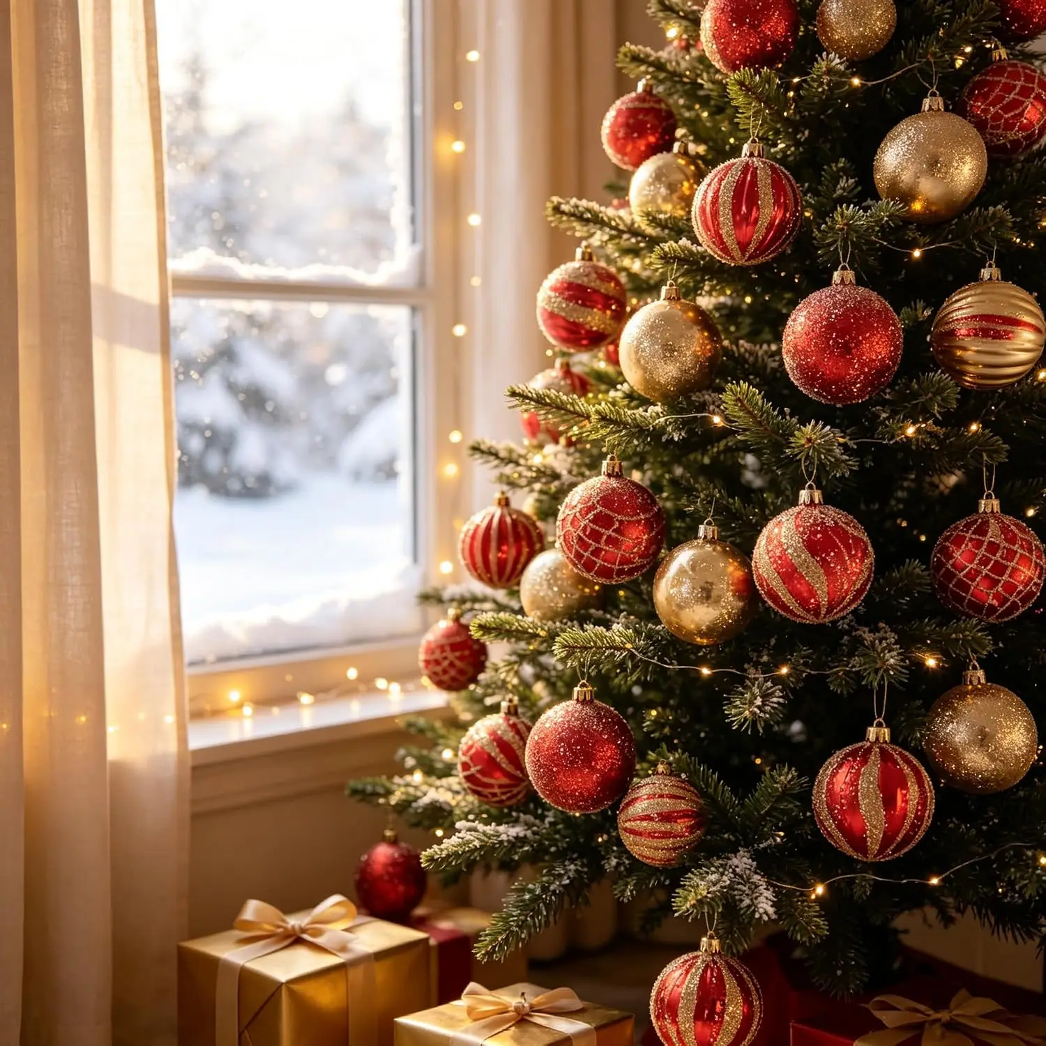 GAOMON Red and Gold Christmas Ball Ornaments, Shatterproof Tree Decor Set