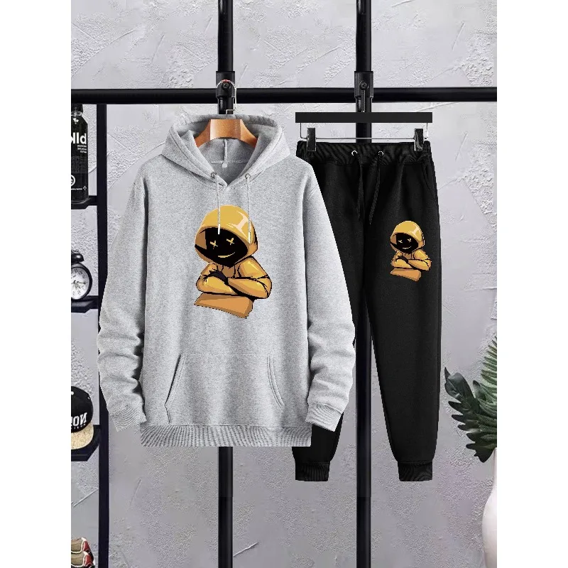 2025 الموضة العصرية الإبداعية شخصية عنصر نمط ثلاثية الأبعاد مطبوعة الرجال عادية هوديي وسراويل مجموعة