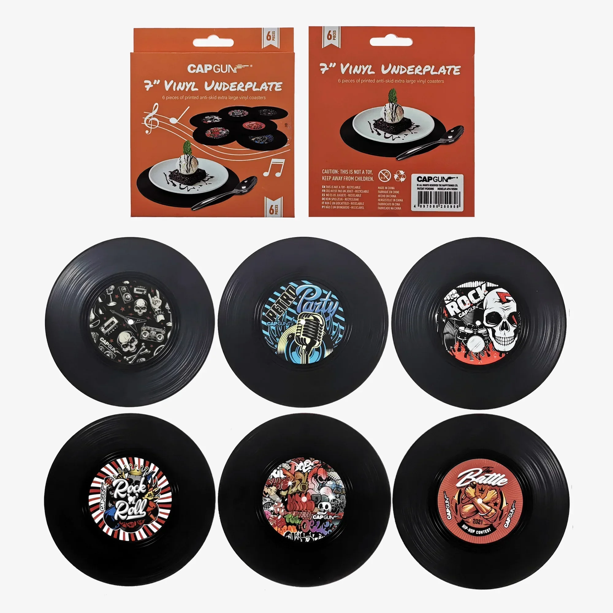 6pcs Anti-slip Retro Cup Mat Vinyl Record Coasters Music Drink Holder Mug Table Placemat Heat-resistant Non Slip ROCKABILLY Rock view 4