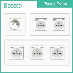Bseed Franse Sockets Plastic Frame Usb Telefoon Opladen Stopcontacten Poland Type-C Stekker Poort 5V 2.1a Wandaansluitingen
