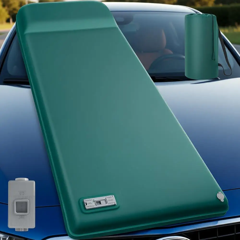 

Inflatable Sleeping Pad with Electric Pump, 3.15 Thick Memory Foam Camping Pad, 4 Season Camping Mattress with Built-in Pillow,