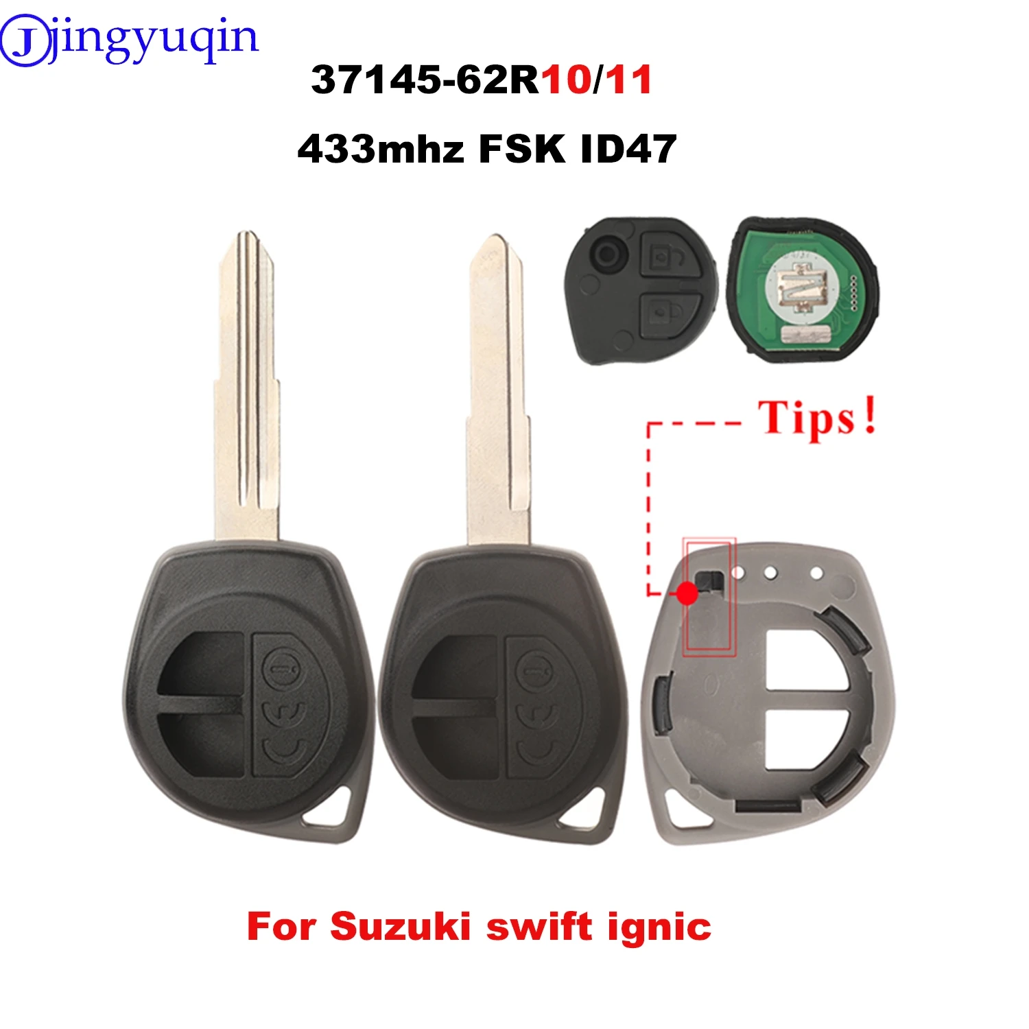 

Jingyuqin дистанционный ключ от автомобиля для SUZUKI Swift Ignic FSK 433 МГц 37145-62R10 37145-62R11 ID47Chip