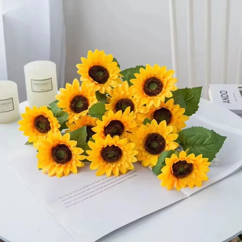 

Artificial Flower Sunflowers Home vase Garden Table Decor Stamen Wedding Bouque Festival Fake Gerbera Living Room Bedroom Stage