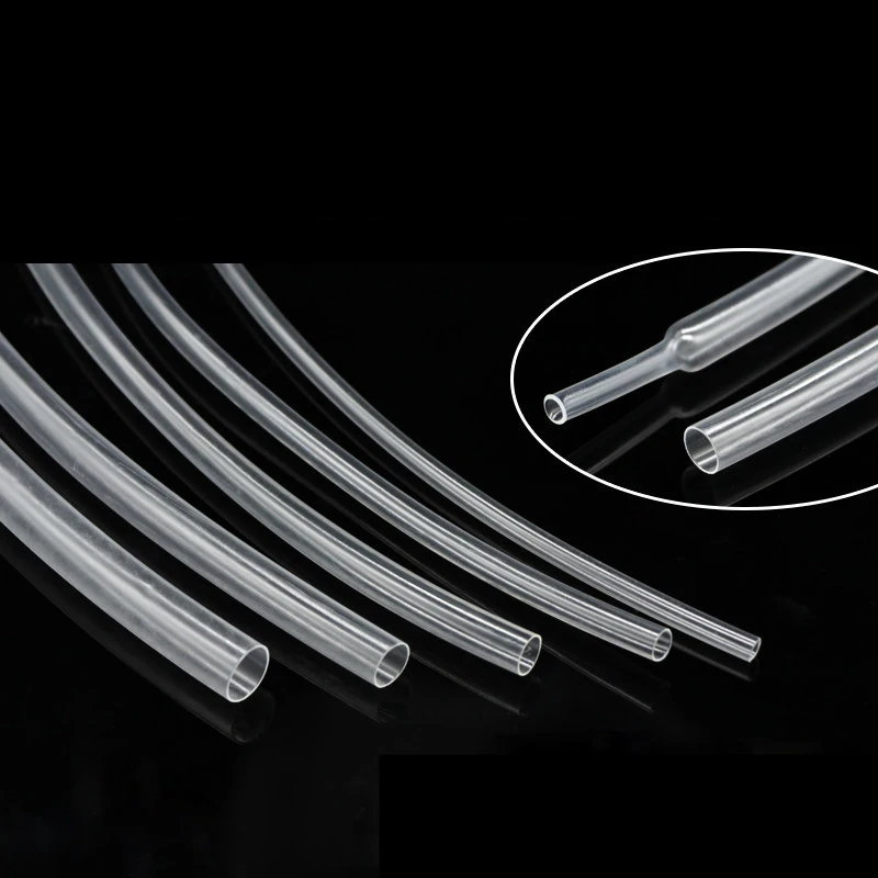 Clear Heat Shrink Tubing 2:1 Ratio, 1 Meter Transparent Wire Sleeving Wrap, 2mm to 10mm Electrical Insulation Sleeve