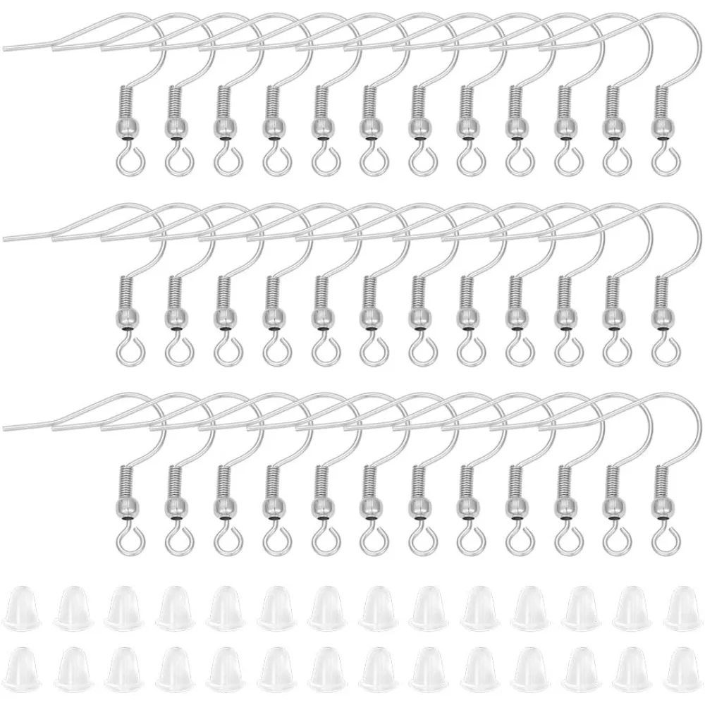 300 ganci per orecchini francesi ipoallergenici in metallo lungo 15 mm in acciaio inossidabile con anelli orizzontali pendenti