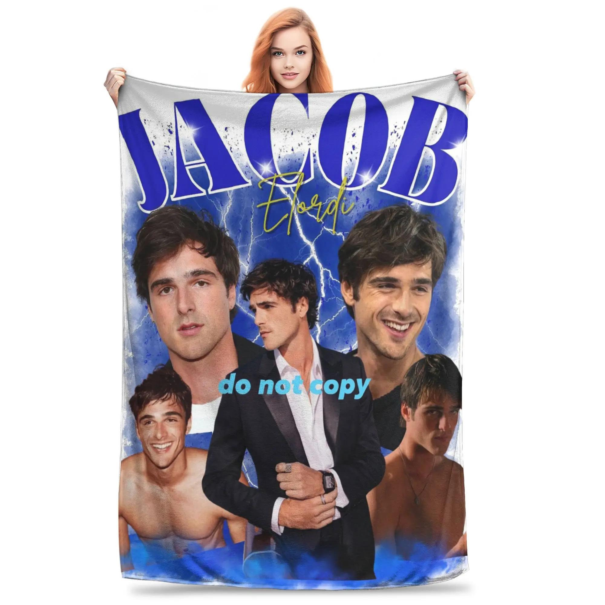 Flannel Throw Blanket Jacob Elordi Australian Actor Warm Plush Blankets Soft Bedding for Bed Living room Home Travel Sofa