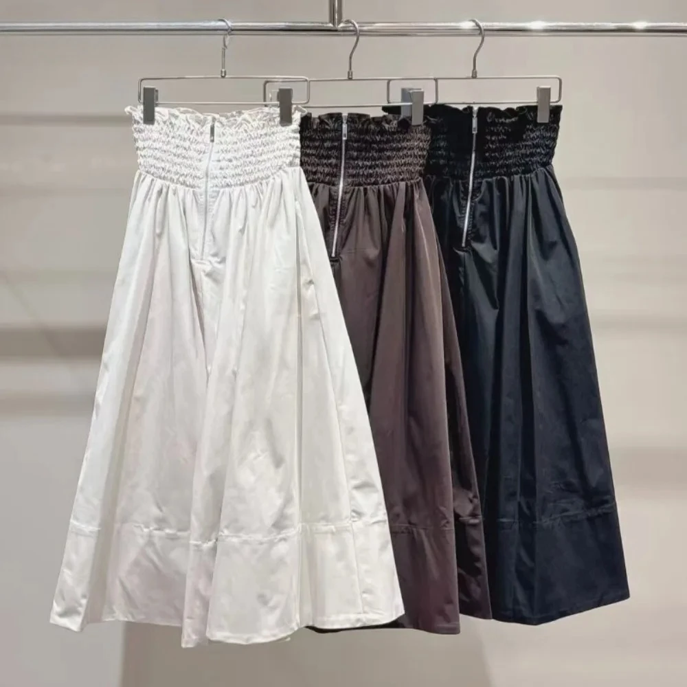 Elegancka spódnica midi w stylu japońskim, luksusowa, uniwersalna, z dużym zamachem, dla kobiet pracujących w biurze, miękka, premium, modna.