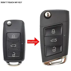 Modified Key Replacement Fob Car Case Shell Remote For VW Golf Polo Jetta Eos Tiguan Passat Touareg Phaeton 3 Buttons Repair Kit