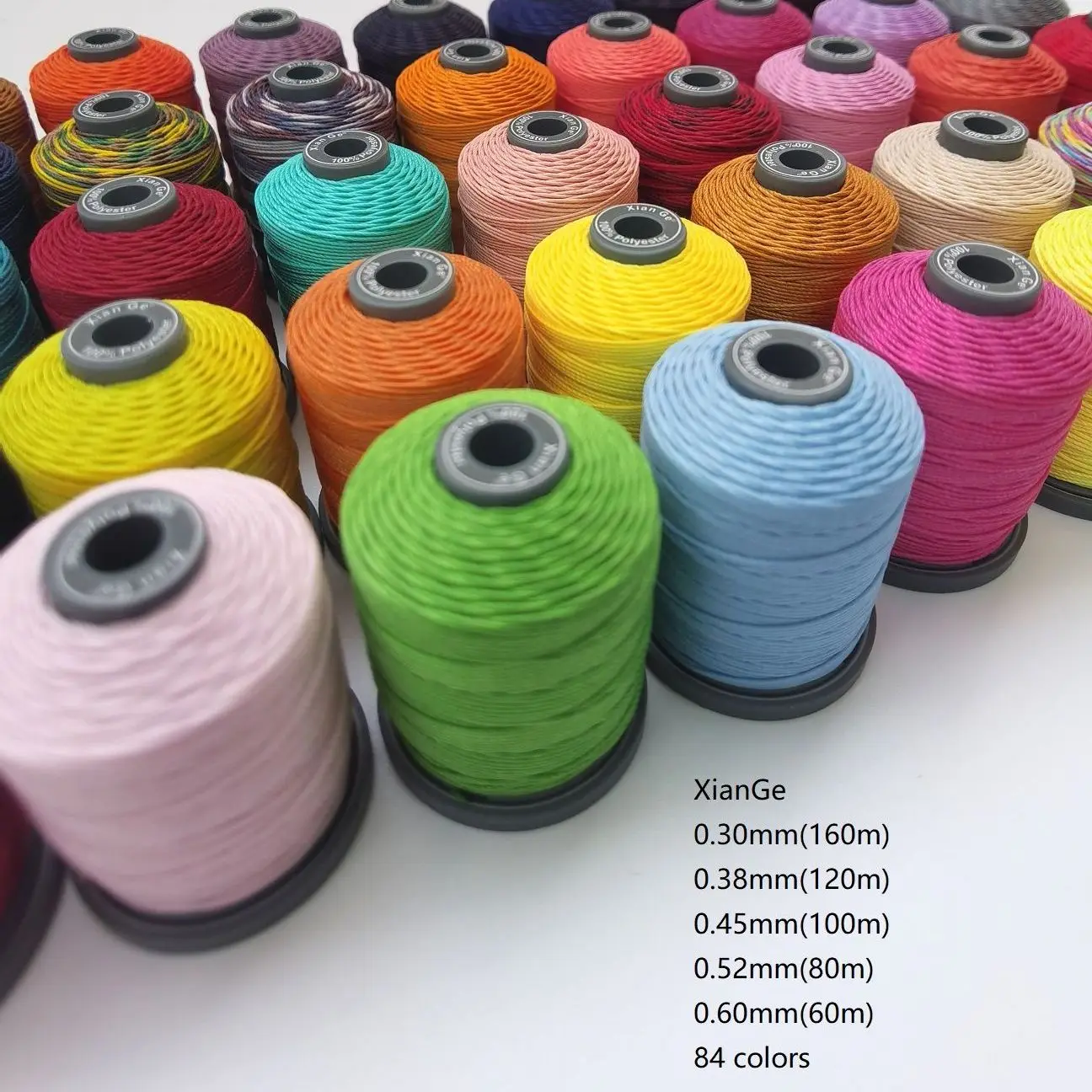 XianGe Wax Thread Polyester  Line 0.30 0.38 0.45 0.52 0.60 Handmade Leather Knitting High Quality (51-84 Color No)