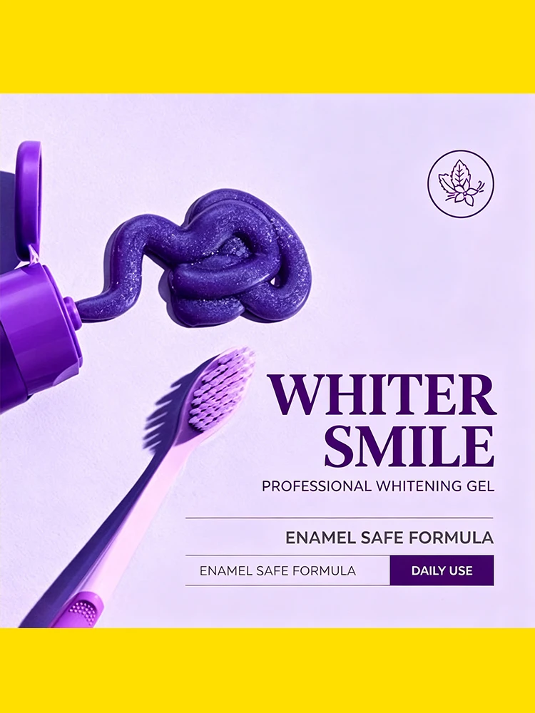 Purple Color Correcting Whitening Toothpaste, Plaque Remover & Gum Protection Oral Essence for Daily Use