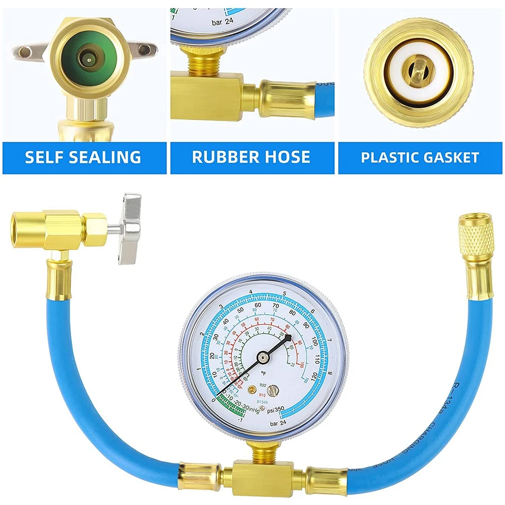 

ABFKL Refrigerant Charging Hose and Gauge & BPV31 Piercing Valve.Fit for R12,R22,R134A Port