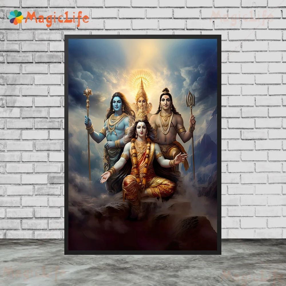 Ganesha Shiva Family Hinduism Hindu Mythology Posters Wall Pictures For Living Room Poster Wall Art Canvas Painting Unframed