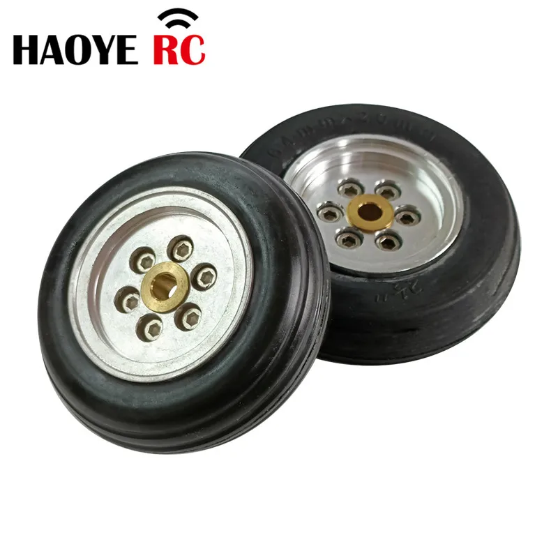 Haoye 2 Pcs/Lot Jet Wheels (Alloy Hub) Dia 2.25inch 2.5inch Rubber Tire For RC Aircraft Model Accessories