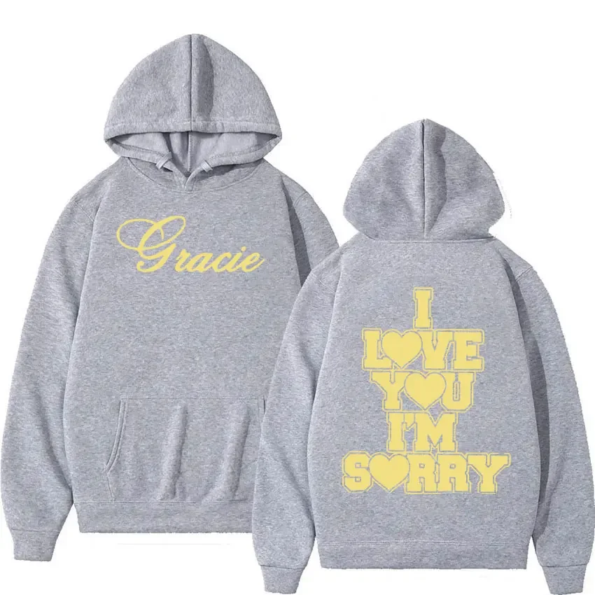 I Love You I maaf Gracie Abrams Hoodie pria, sweter Retro kualitas tinggi ukuran besar kasual modis