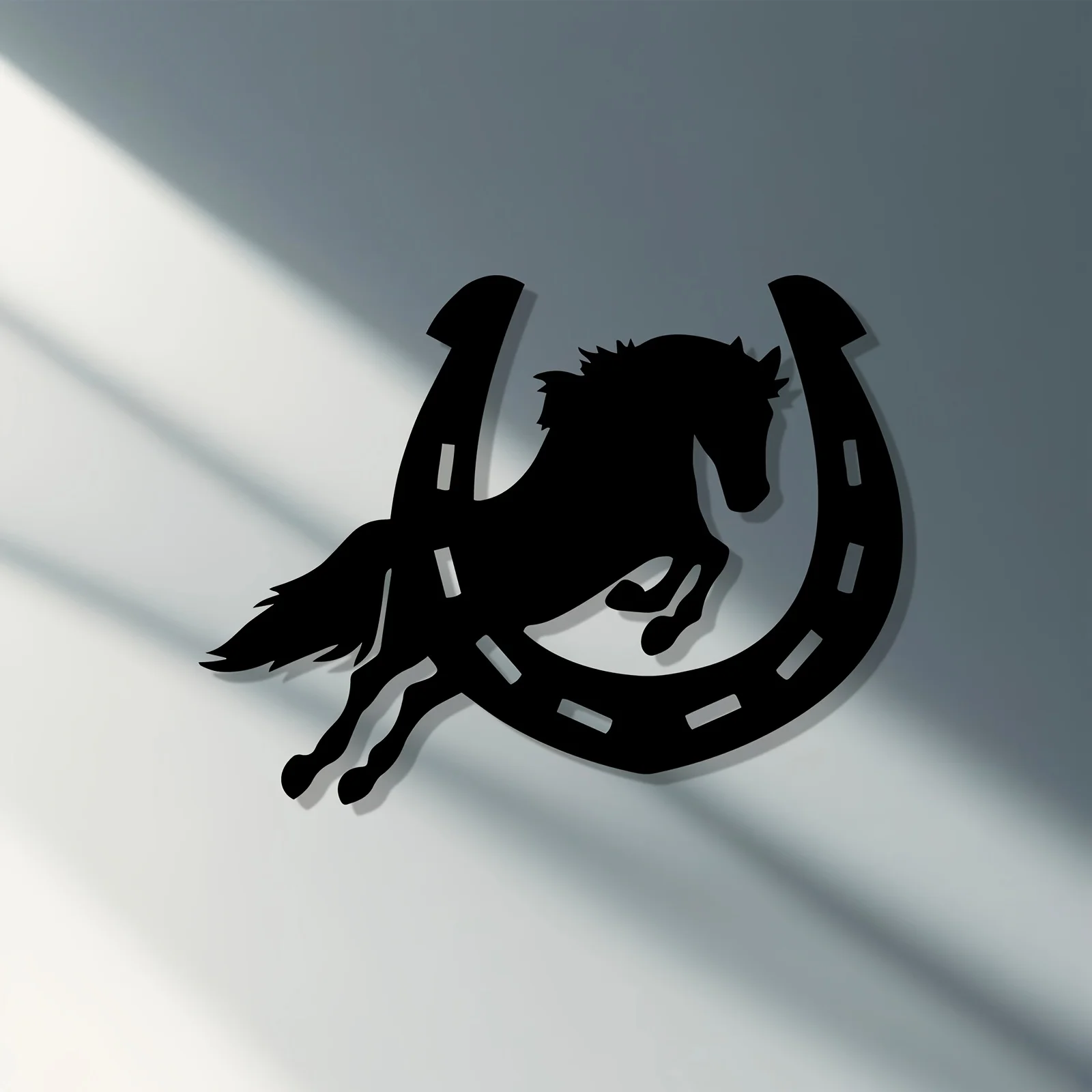 CIFBUY Metal Wall Art,2D Flat Laser Cut Dynamic Horse Horseshoe Iron Hanging Sculpture,Rustproof Powder‑Coated Wall Decor