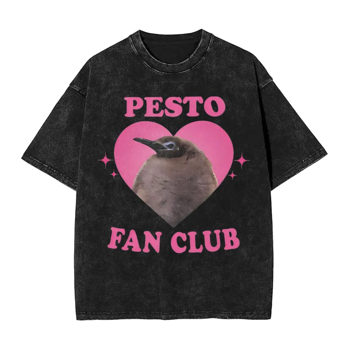 Washed T Shirt Pesto Penguin Love Heart T-Shirt Oversize Animal Streetwear Short Sleeve Summer Tops Tee Shirt for Men Women