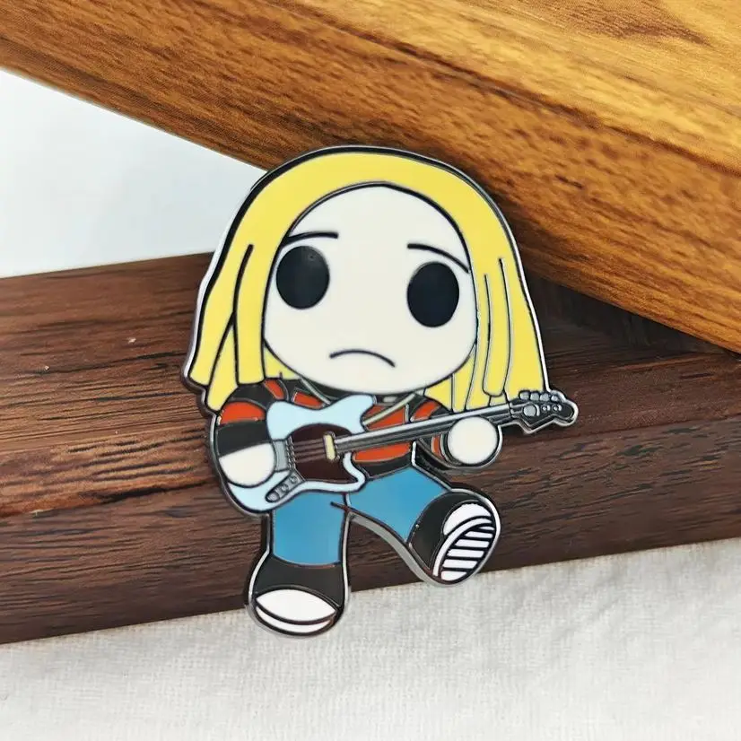 Music Chibi Enamel Pin Rock Band Brooch Cartoon Guitarist Badge Smells Like Teen Spirit Grunge Music Fans Collection Gift