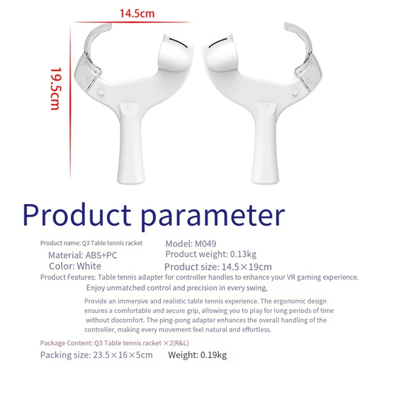 Vr tênis de mesa paddle grip lidar com aperto para oculus quest 3 óculos de realidade virtual jogando ping pong vr peças acessórios