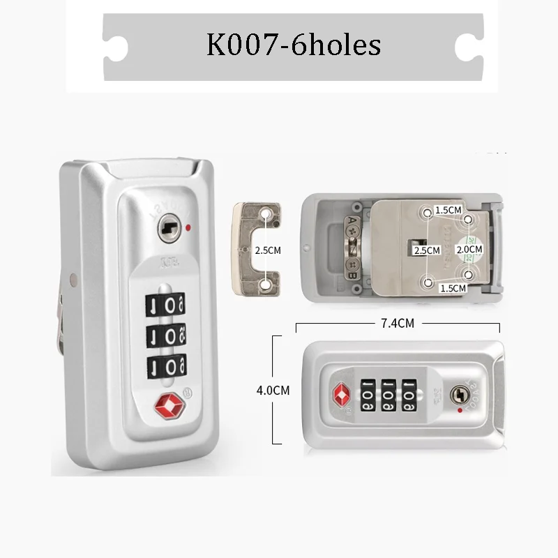 For K007 Customs Aluminum Frame Lock Silver Combination Lock Security Protection Precise Dimensions Travel Companion