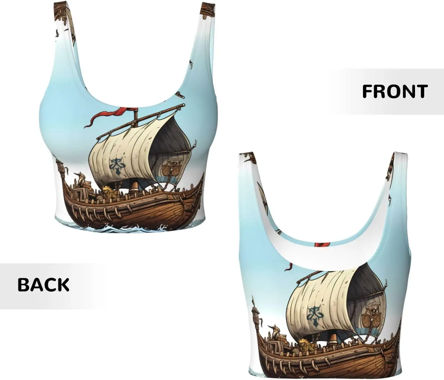 만화 오래된 보트 인쇄 여성 스포츠 조끼 - 가볍고 통기성이 뛰어난 요가 운동 피트니스