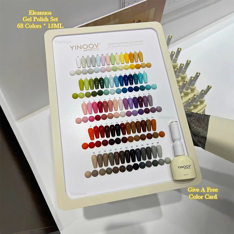 

Eleanuos Популярный гель-полированный 68 шт. Полуперманентный смешанный твердый макарон Коричневый клей для ногтей УФ-светодиод Белый верхний покрытие Шарон Праймер 15 мл