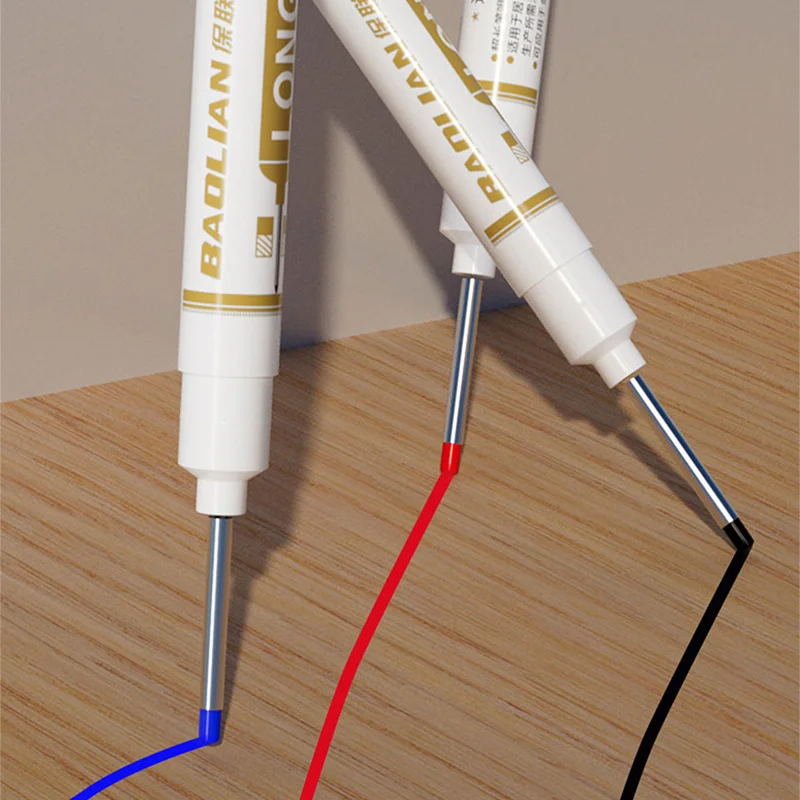 Extra Long Fine Tip Carpenter Pen Metal Perforating Pen Waterproof Construction Site Pens for Wood/Wall/Concrete Tiles/Plastic
