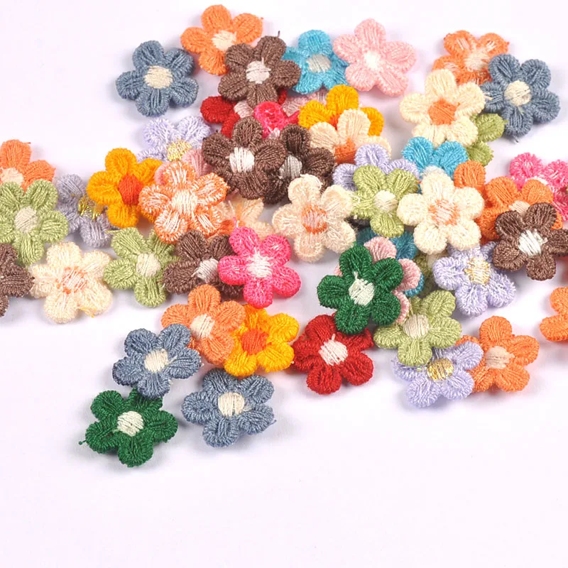 50Pcs Cute Colorful Flower Appliqued DIY Supplies Lace For Wedding Clothing Sewing Accessories Handmade Decorations 1.5cm C3374