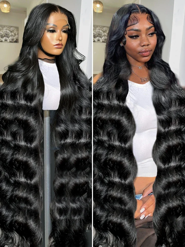 Body Wave Lace Front Perucas para Mulheres, Cabelo Humano Remy Brasileiro, 250% HD Transparente, 13x6, 30 ", 40"