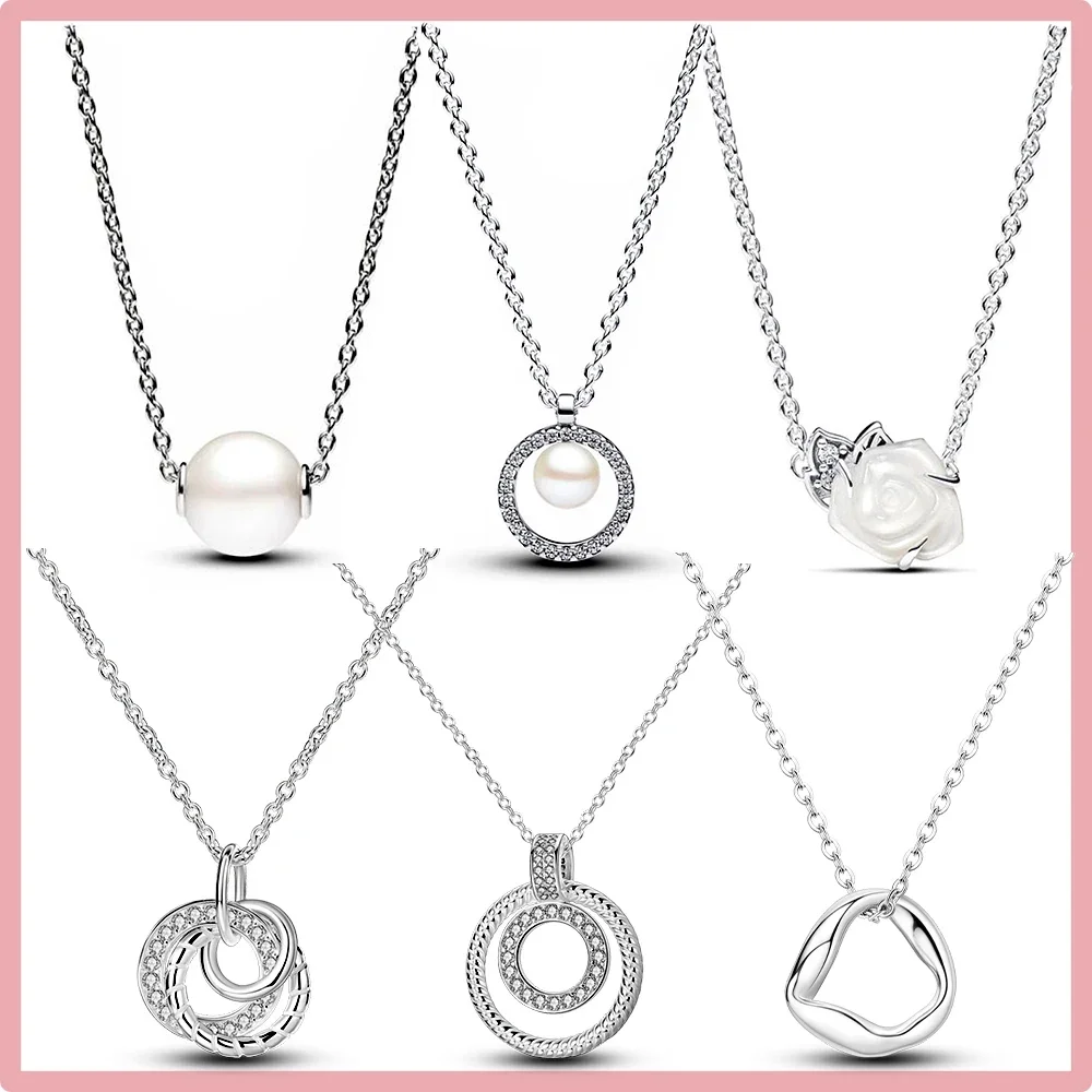 

925 Sterling Silver for Women Class Style Sparkling Heart Shape Romantic Style High Quality Women Necklace Jewelry Gift