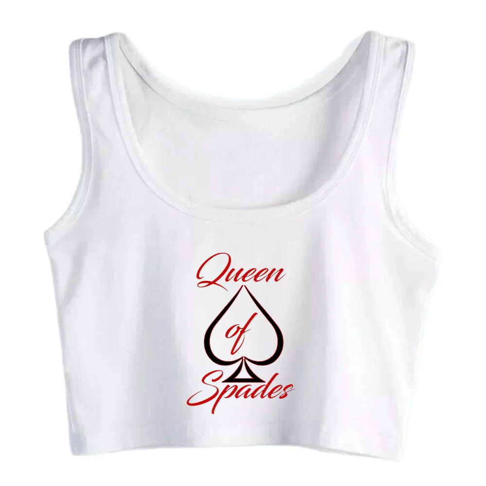 Queen of Spades Graphics Sexy Slim Fit Crop Top Hotwife Humor Flirting Style Cotton Tank Tops Women's Naughty Sports Camisole