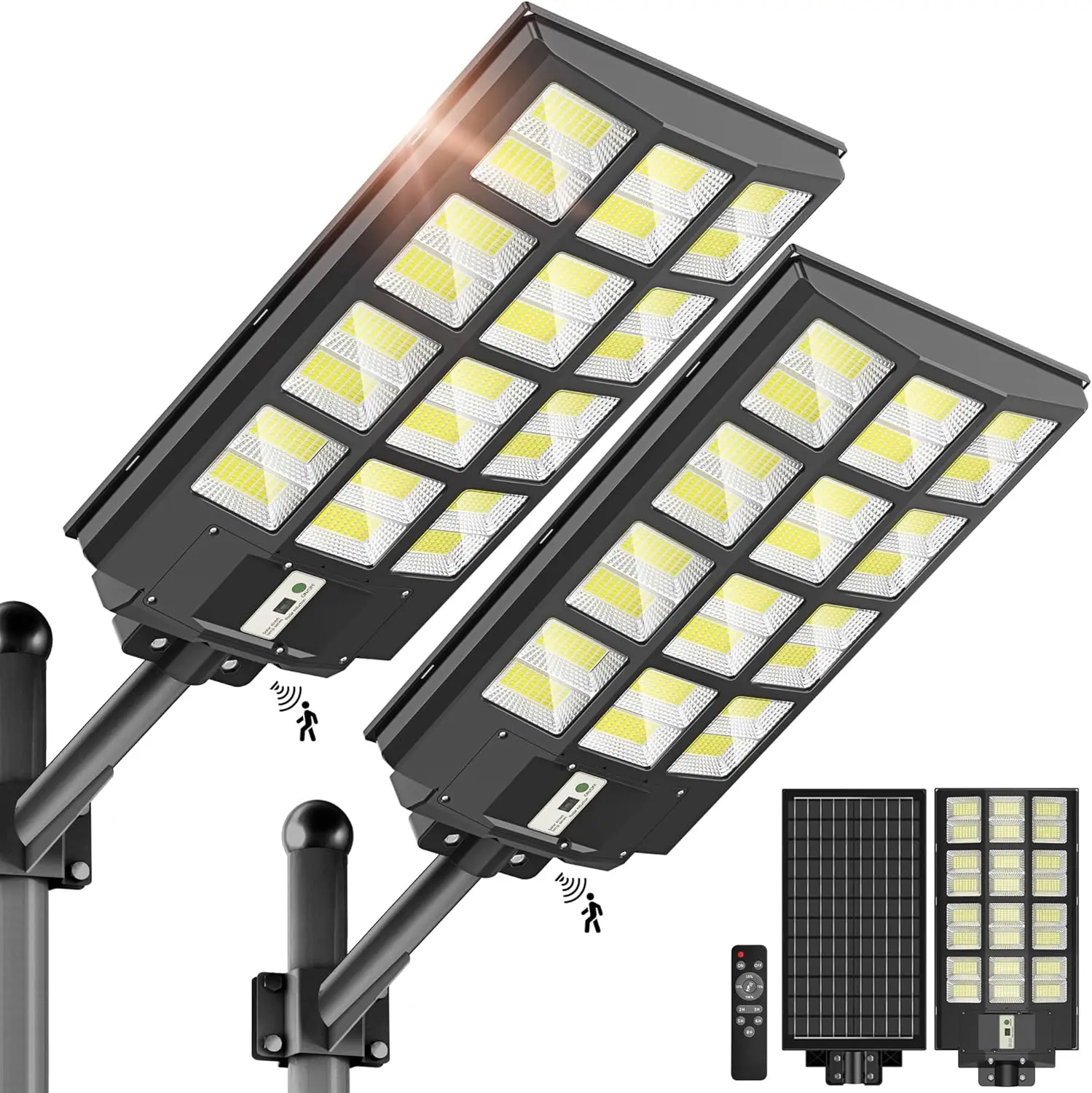 6000W Solar Street Lights Outdoor - 7000K Solar Lights Outdoor Waterproof Dusk to Dawn, Commercial Solar Parking Lot Lights