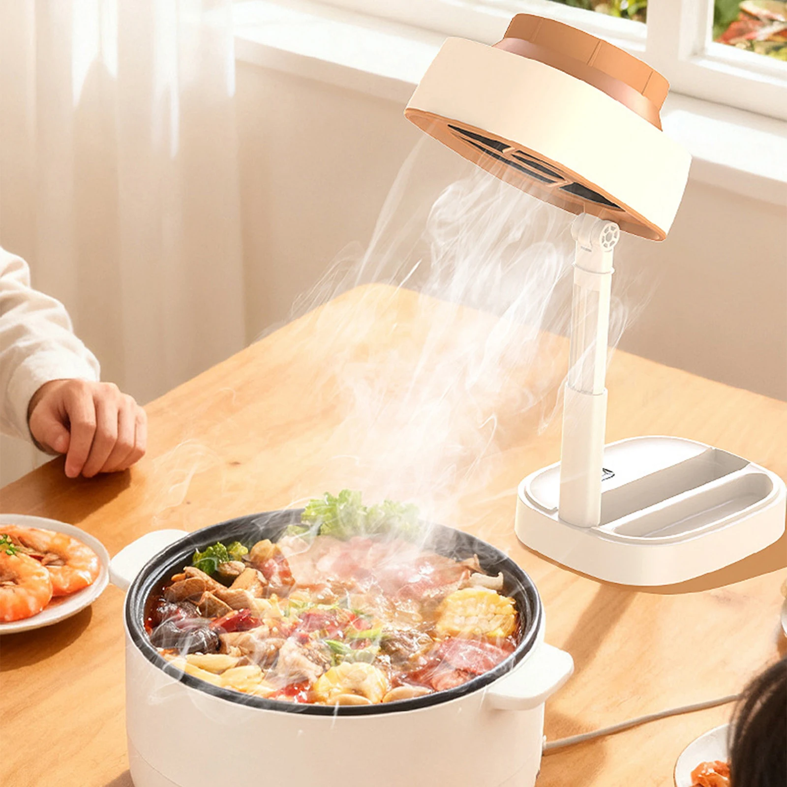Mini Exhaust Hood Fan 5-Speed Portable Desktop Range Hood with Reusable Carbon Filter Hood Extractor for Home Kitchen Cooking