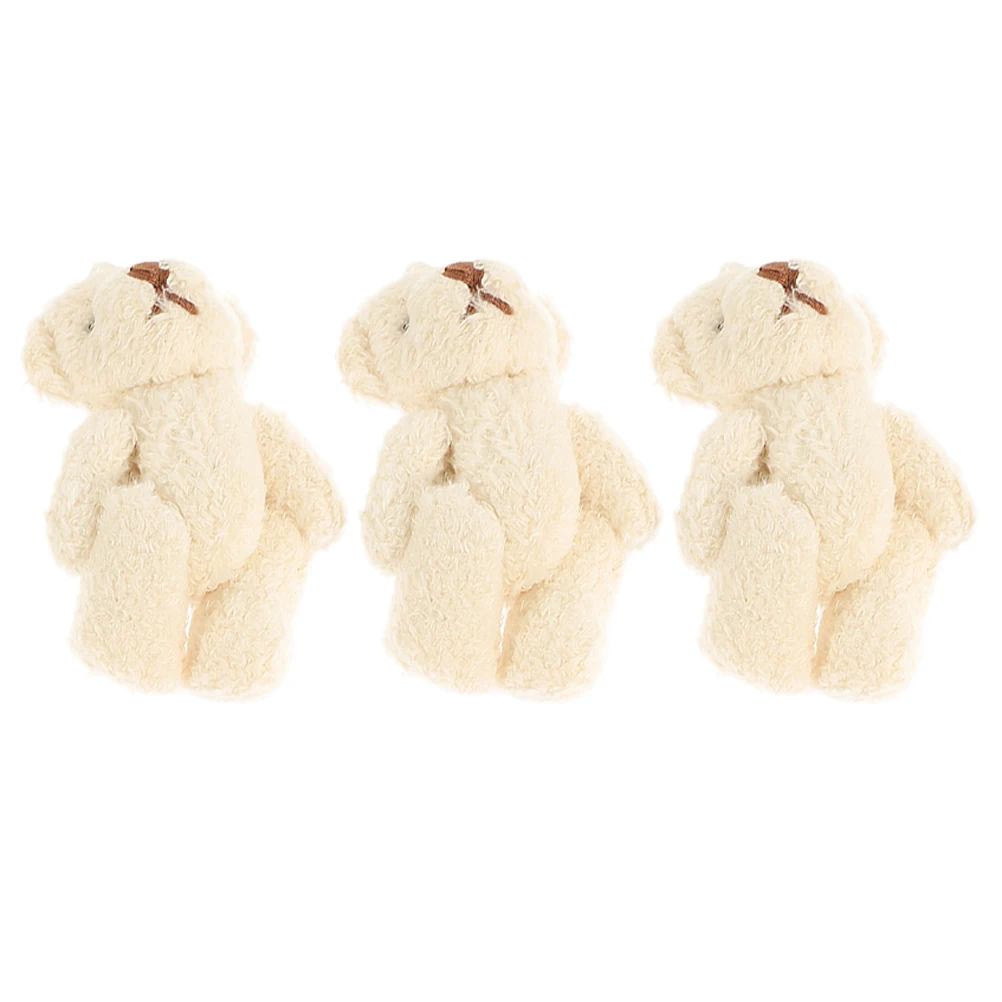 

3pcs Pearl Velvet Bear Ornaments 6cm Jointed DIY Hat Scarf Accessories PP Cotton Soft Decorations Mini Stuffed Bear