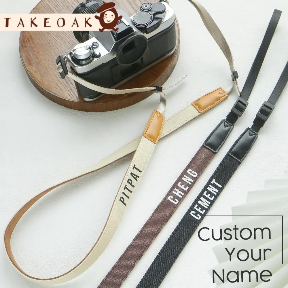 Custom Name Nylon Camera Strap Personalized Printed Adjustable Dslr Camera Shoulder Neck Strap Adjustable Camera Strap Durable