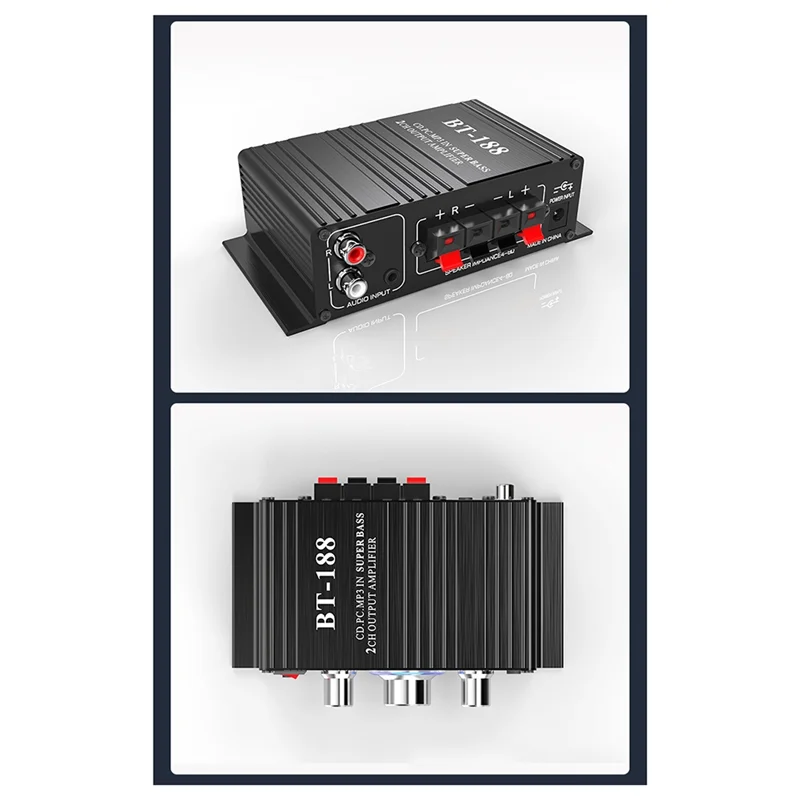 BT-188 เครื่องขยายเสียงบลูทูธดิจิตอล Mini 2-Channel Output คอมพิวเตอร์ที่บ้านเครื่องขยายเสียง 12V รถ-POS