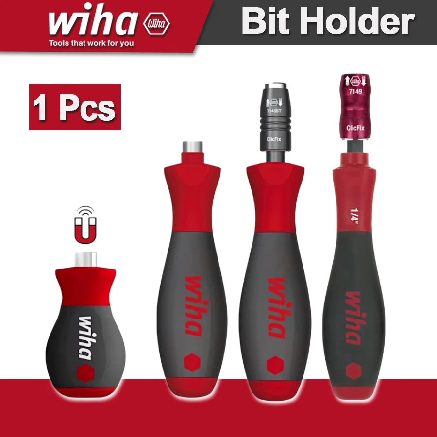 WIHA Strong Magnetic Screwdriver with SoftFinish® Bit Holder Non-slip Screwdriver Handle for Holding Bits and Screws NO.25874