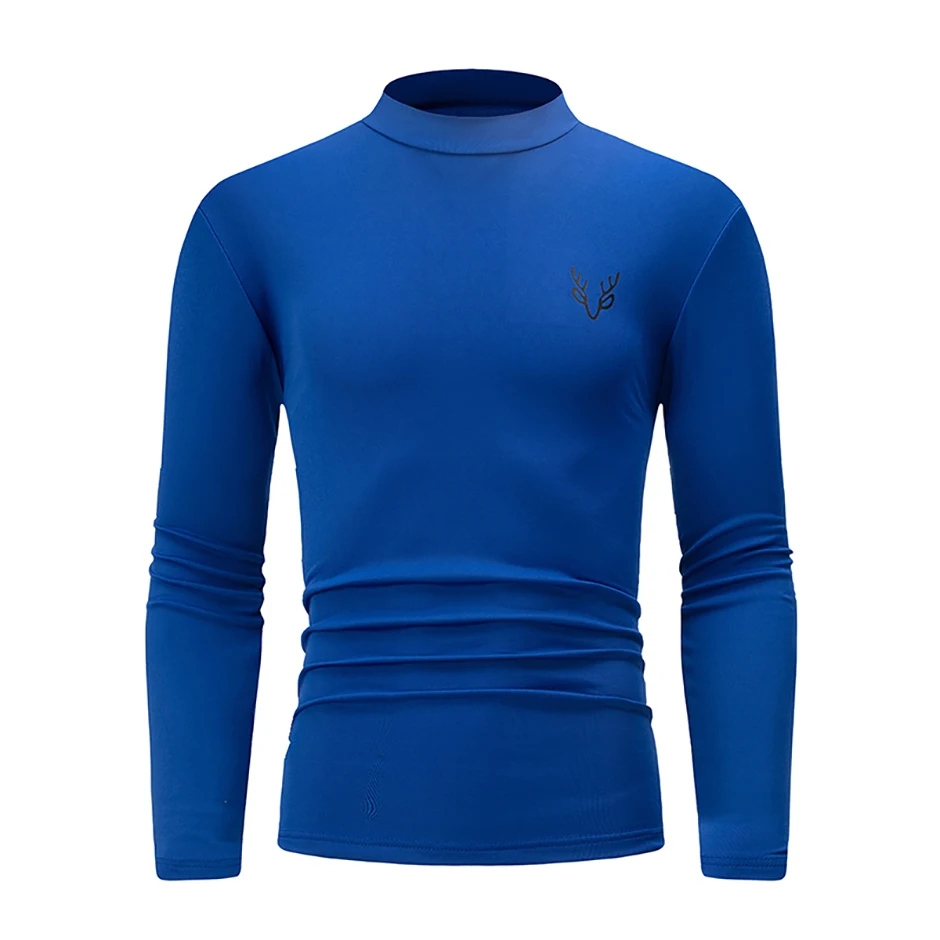 3/1 Stück Herren Herbst- und Winter-T-Shirt in Uni-Farbe mit halbhohem Kragen, lässig, einfach, warm, langärmelig, für junge Männer, Übergröße, Basic-Oberteil – Detail 8