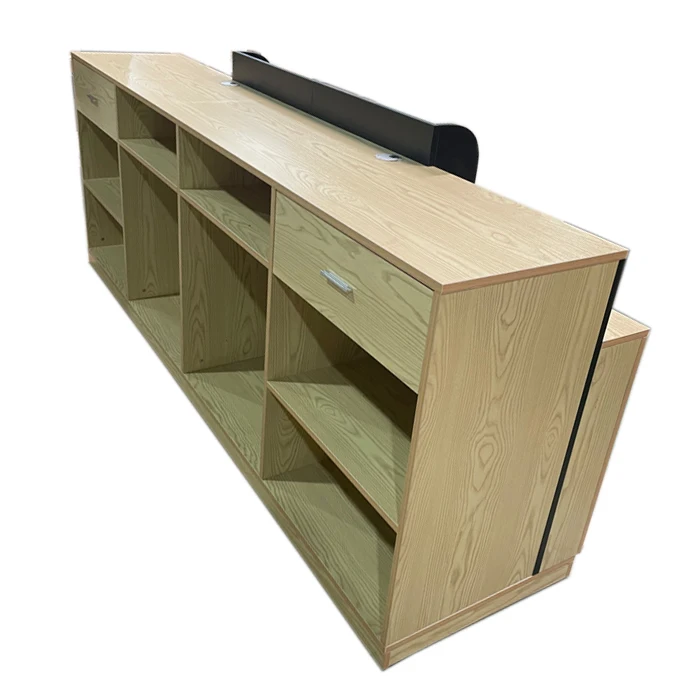 Personalizado. moda moderna supermercado madeira caixa mesa recepção balcão de bar com gaveta