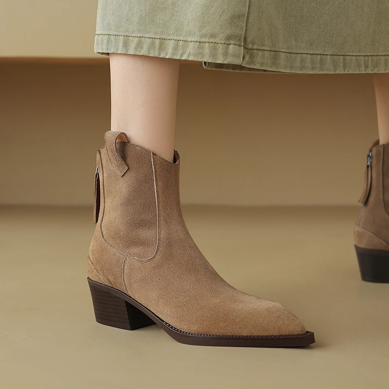 2026 신상 천연 스웨이드 여성 웨스턴 앵클 부츠 브 - Chelsea Boots Suede 리뷰 및 가격