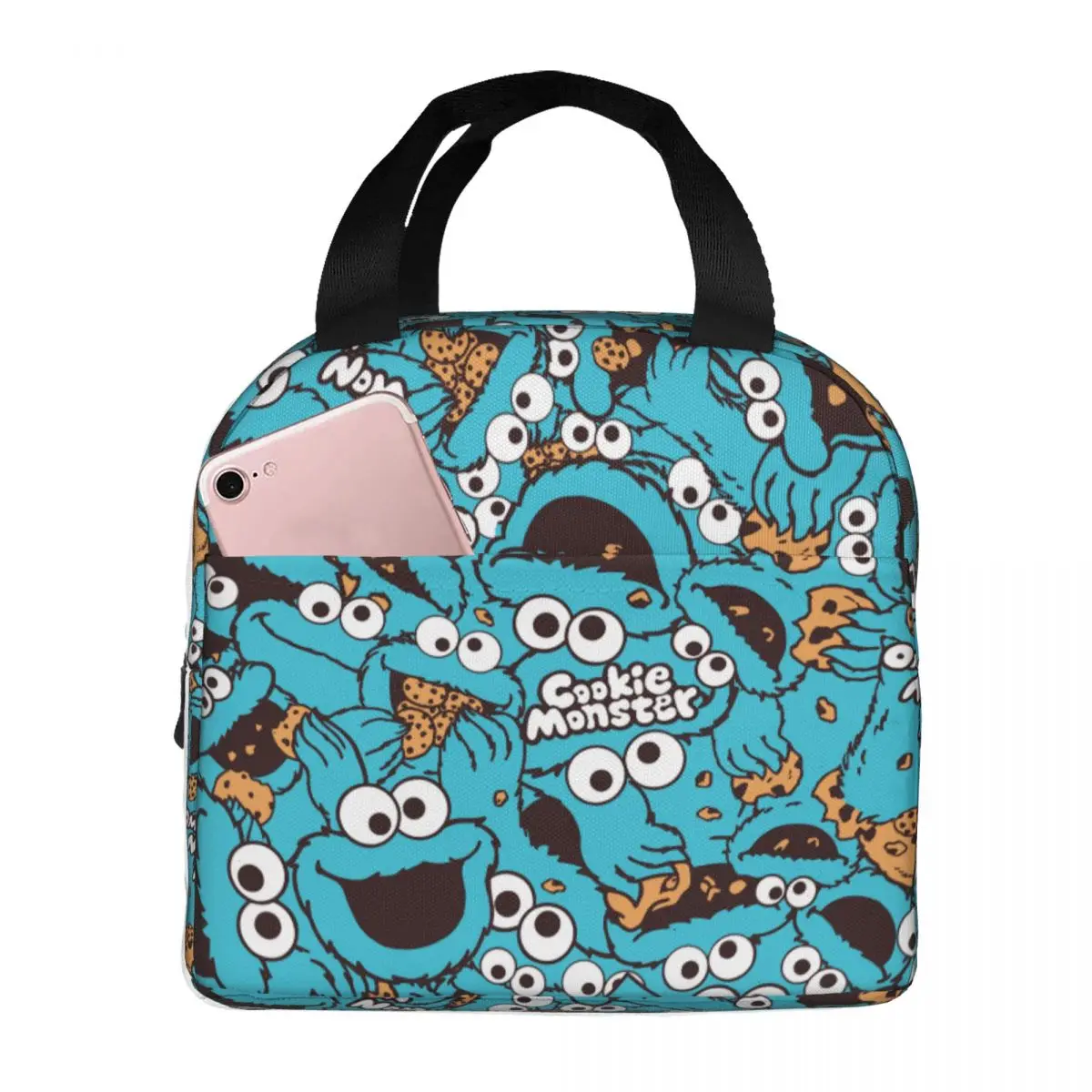 Cute-S-Cookied-S-Monstered Insulated Lunch Bag Leakproof Sesamed Streeted Reusable Thermal Bag Lunch Box Tote Beach Picnic