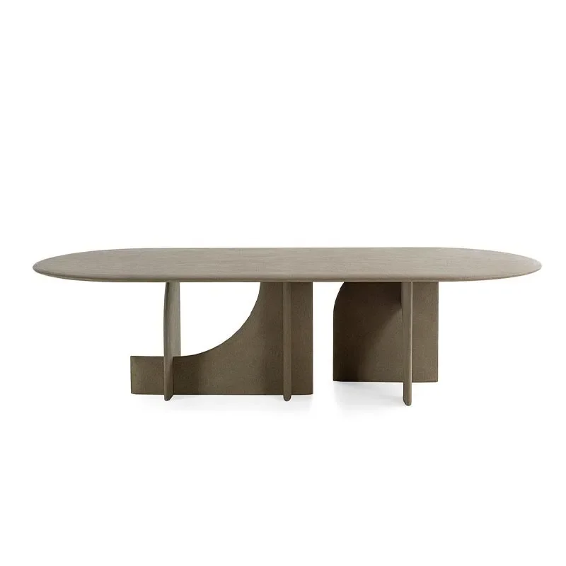 Italian light luxury dining table rock texture home restaurant large modern creative high-end oval dining table