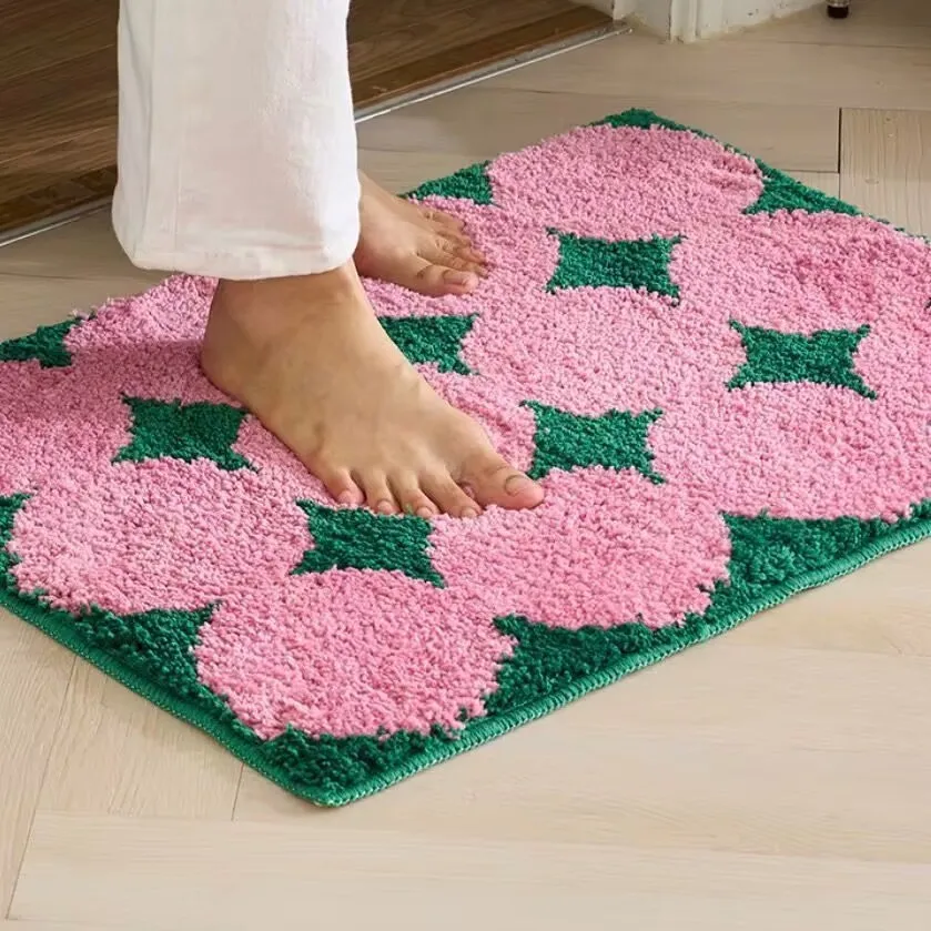 Colorful Tufting Circles Bathroom Mat Soft Tufted Korean Style Bedroom Carpet Anti Slip Floor Pad Rug Bathmat Home Room Decor