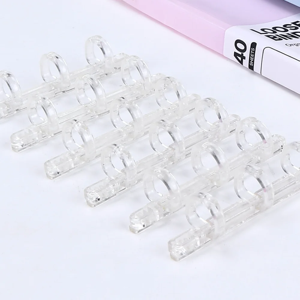 Clear Plastic Three Hole Binding Ring Binder For Scrapbook Calendar Planner Notebook Loose Leaf Paper Organizing Stationery