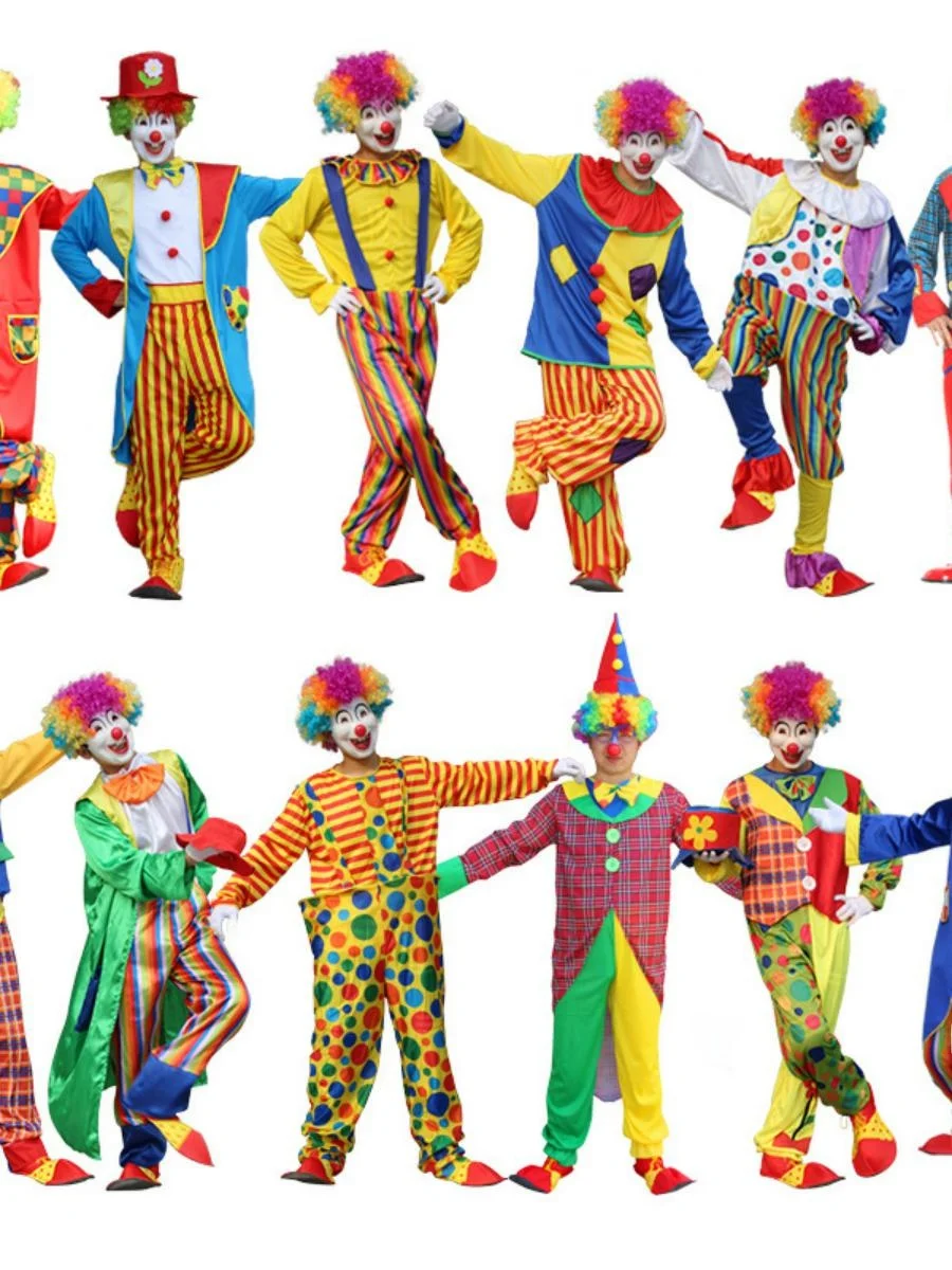 مجموعة أزياء المهرج للهالوين للبالغين M Fem Performance Stage eup ملابس الرقص الكوميدية ow Props مادة البوليستر