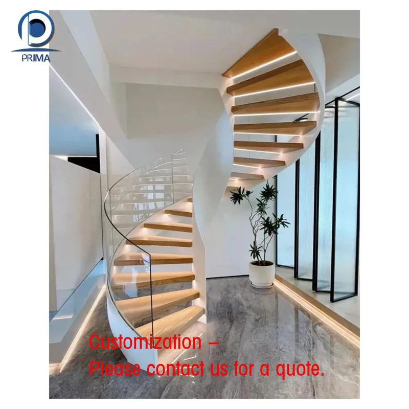 

custom.Modern Design Stairs with Metal or Glass Guardrail Solid Wood Step Stable Staircase