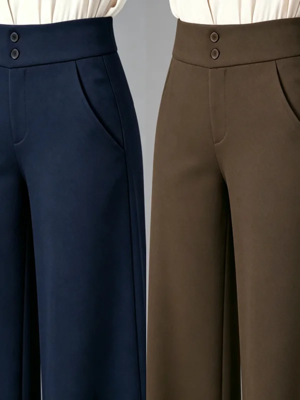 Thickened Wide Leg Pants Women's Casual Trousers Elastic Fleece Lined Mom Pants High Waist Polyester Fiber Wear Resistant