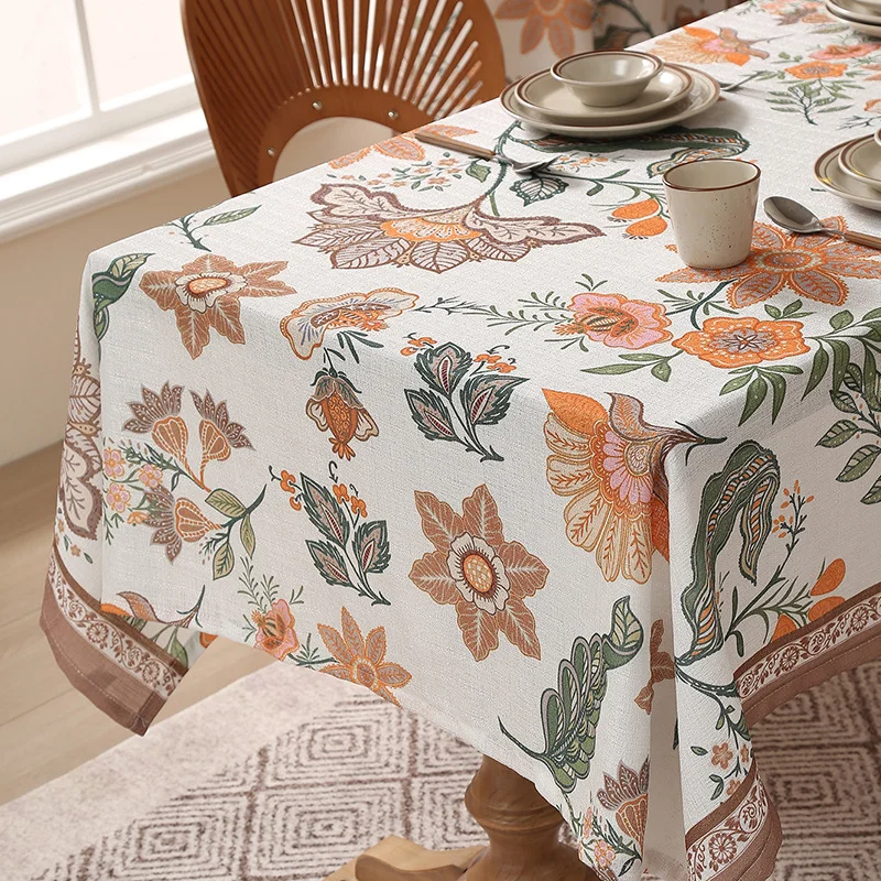 Современная минималистичная скатерть с цветочным растительным принтом, плотная текстурированная ткань для кухонного обеденного стола, стола, декора журнального столика