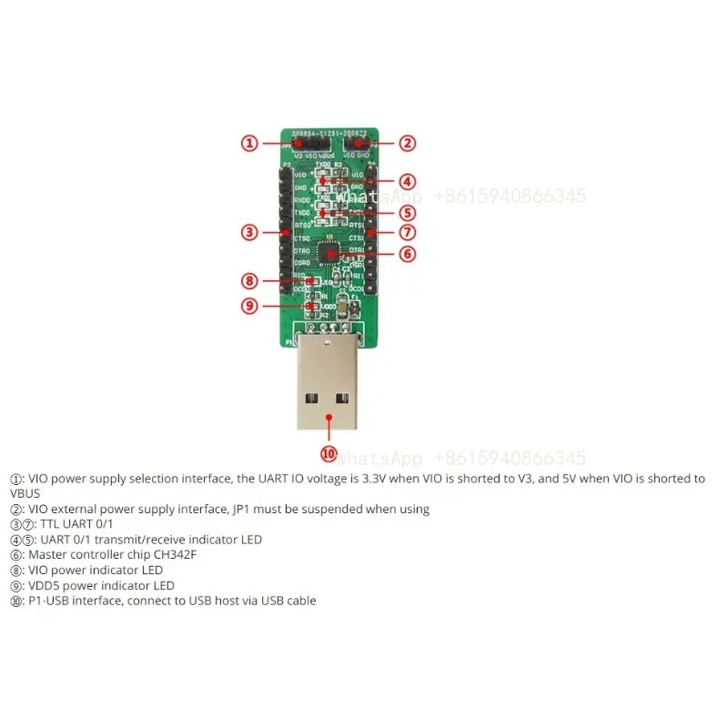 CH342 USB to Dual TTL Serial Module CH342F Serial TTL Function Evaluation Module
